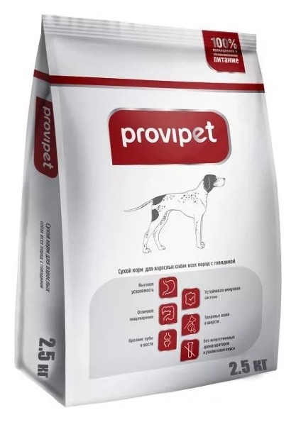 Корм сухой для взрослых собак всех пород с Говядиной Provipet