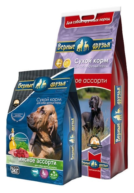 Корм сухой для взрослых собак крупных пород "Мясное ассорти" Верные друзья