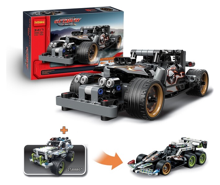Конструктор с инерционным механизмом Супергонка 170 деталей Decool