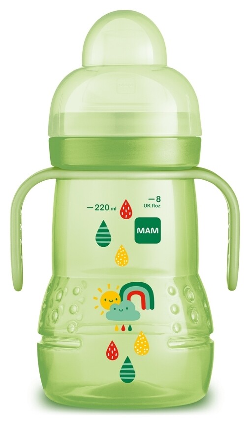 Тренировочный поильник 220 мл в комплекте с силиконовой соской - Непроливайкой и сверхмягким носиком Trainer+ 4+ мес MAM