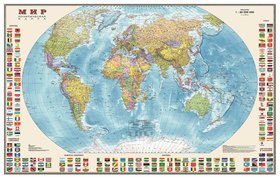 Карта настенная Мир Политическая карта с флагами 1:30 млн Dmb