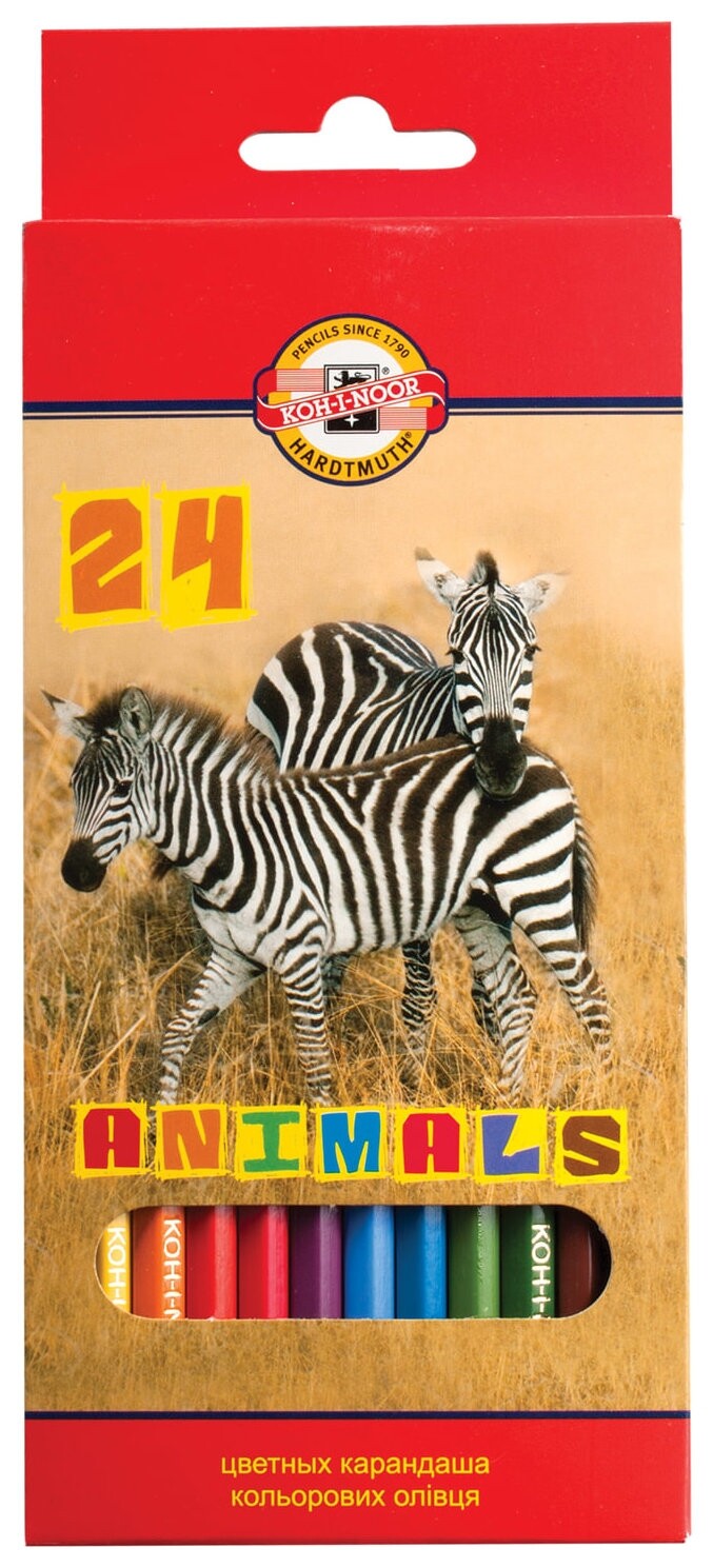 Карандаши цветные 24 цвета Animals  Koh-i-noor