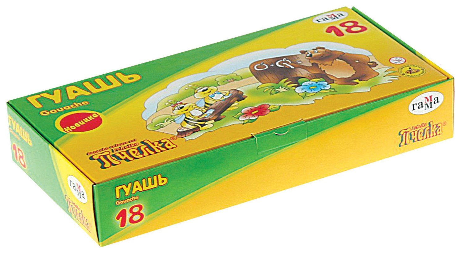 

Гуашь 18 цветов Пчелка