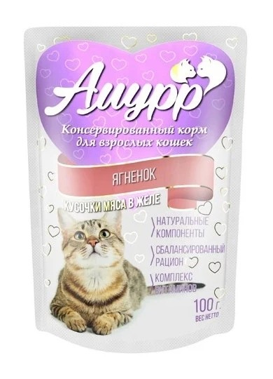 Консервы для кошек Ягненок в желе Амурр