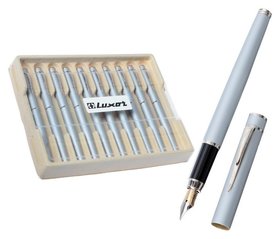 Ручка перьевая, 0.8 мм Luxor Sleek, чернила синие, корпус серый металлик Luxor