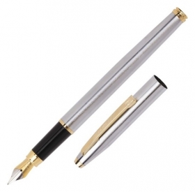 Ручка перьевая Luxor Sterling, линия 0.8 мм, чернила синие, корпус хром/золото Luxor