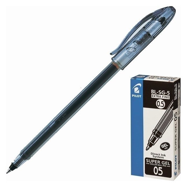 Ручка гелевая Super Gel 0.5 мм стержень черный, одноразовая