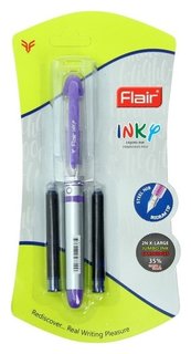 Ручка перьевая Inky + 2 штуки запасных картриджей, микс Flair