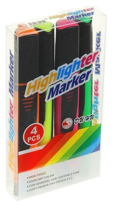 Набор маркеров-текстовыделителей с диаметром пишущего узла 4 мм, 4 цвета