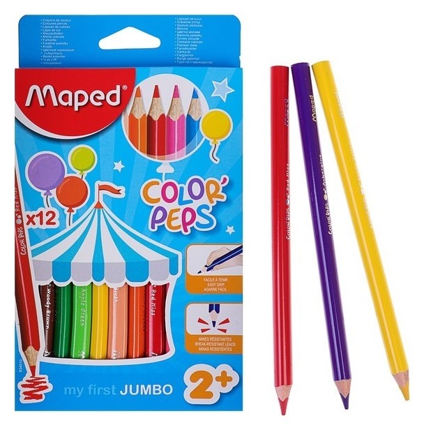 

Карандаши трёхгранные 12 цветов Color Peps Maxi, Микс