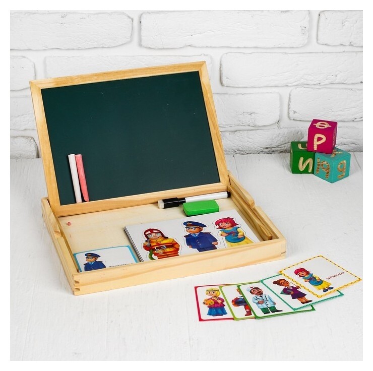 Конструктор магнитный в деревянной коробке "Профессии"  Лесная мастерская