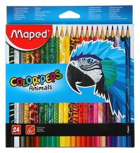 Карандаши трёхгранные 24 цвета Animals Maped