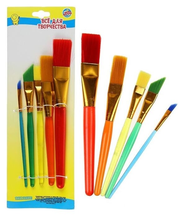 Набор кистей плоских из нейлона 5 штук  Школа талантов