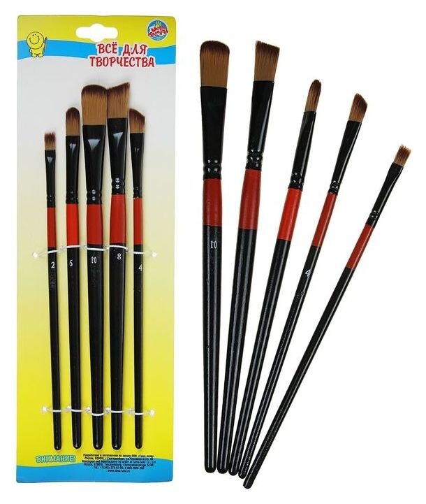 Набор кистей из нейлона плоские  Школа талантов