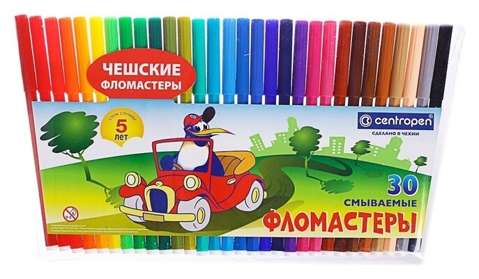 Фломастеры Пингвины 30 цветов Centropen