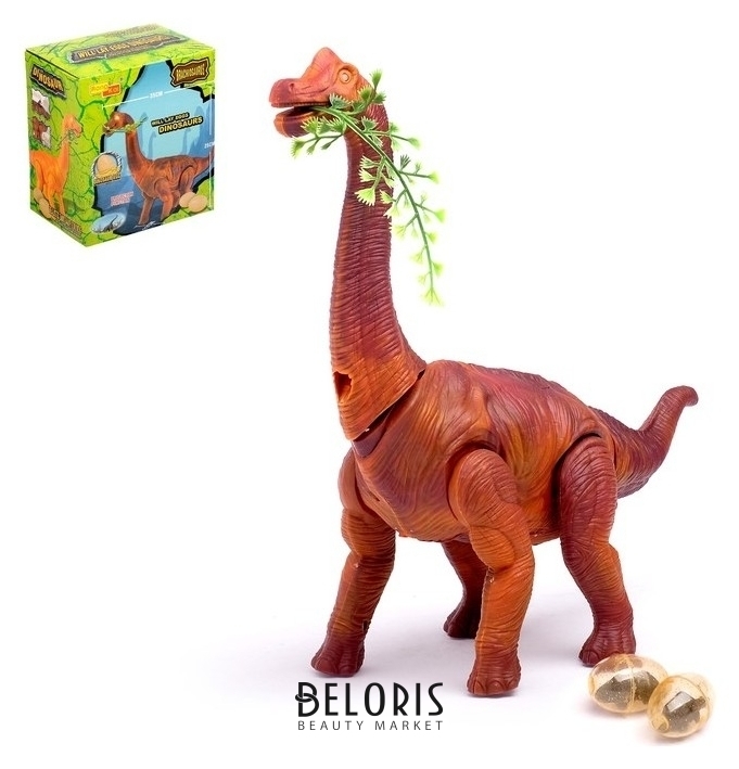 Динозавр «Брахиозавр травоядный», работает от батареек, откладывает яйца, с проектором, цвет микс КНР Игрушки