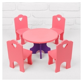 Мебель кукольная Столик со стульчиками, 5 деталей Краснокамская игрушка