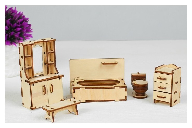 Набор мебели Ванная: (скамейка, ванна, унитаз, умывальник, шкаф  Polly