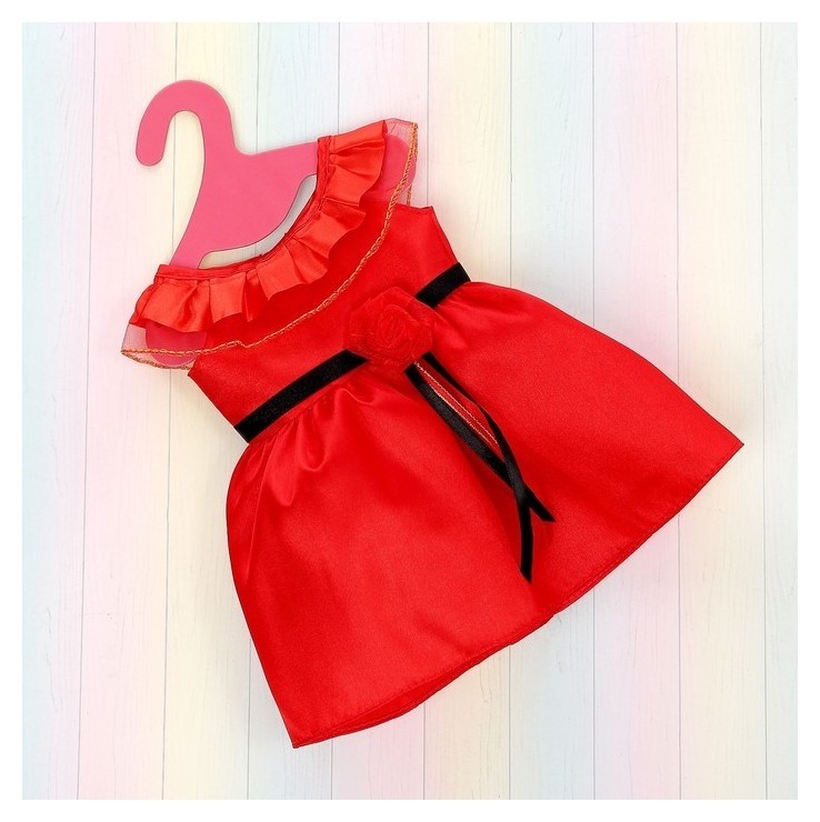 Одежда для пупса: платье красное с розочкой