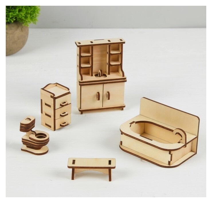 Набор мебели для кукол Ванная  Лесная мастерская