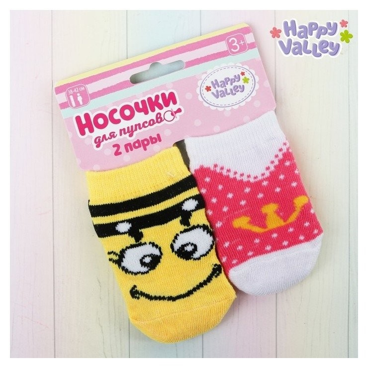 

Носочки для пупсов Пчёлка и корона, набор 2 пары