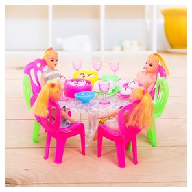 Мебель для кукол с куклами и аксессуарами, цвета микс 