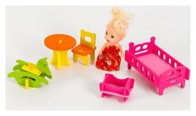 Мебель для кукол Детская + куколка Лесная мастерская
