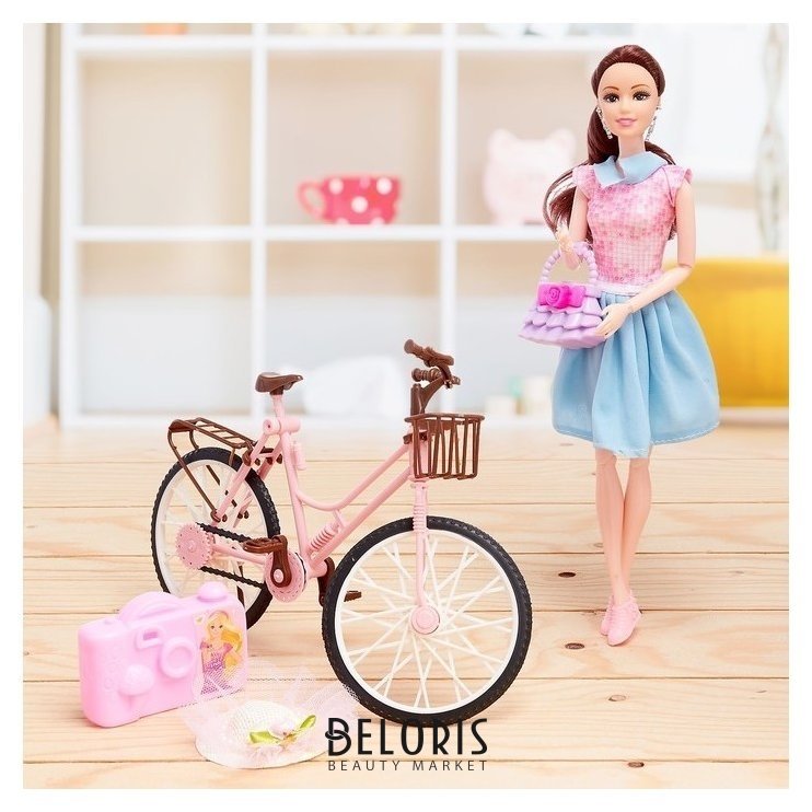 Кукла Юля на велосипеде с аксессуарами КНР Игрушки