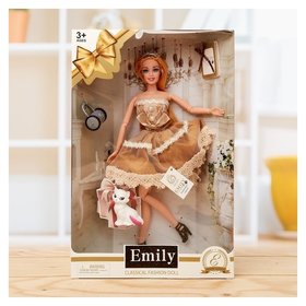 Кукла модель Эмели в платье с аксессуарами 