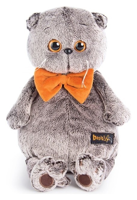 Мягкая игрушка Басик с рыжим бархатным бантом  Басик и Ко