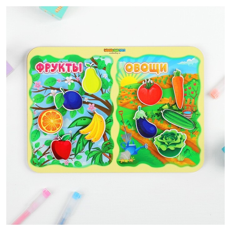 Сортер Какая разница? Фрукты-овощи на липучках  Woodlandtoys
