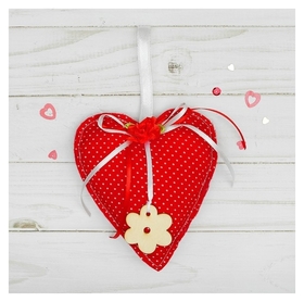 Мягкая игрушка-подвеска «Сердце» с цветком 