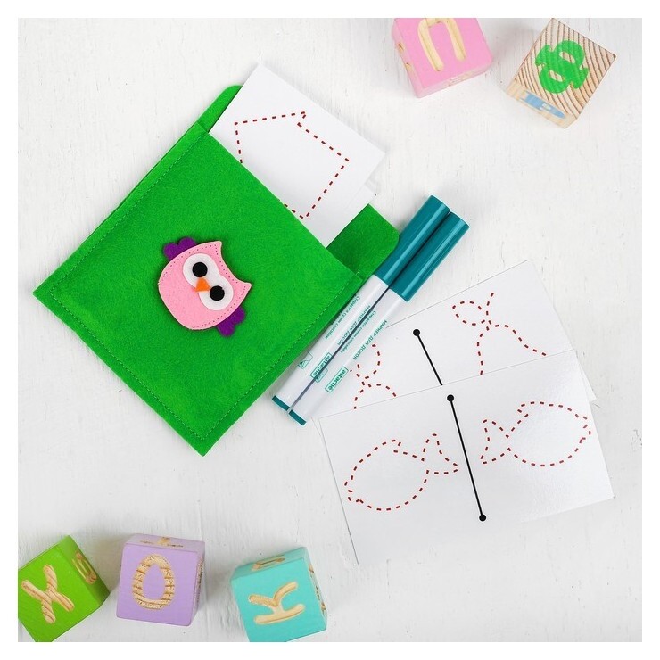 Многоразовые ламинированные карточки для рисования двумя руками + маркеры: 2 шт.  Smile Decor