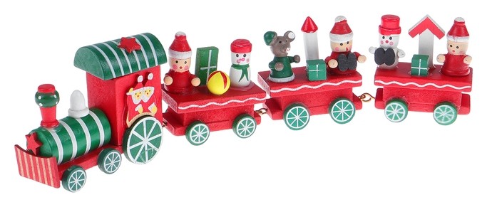 Сувенир деревянный Новогодний поезд