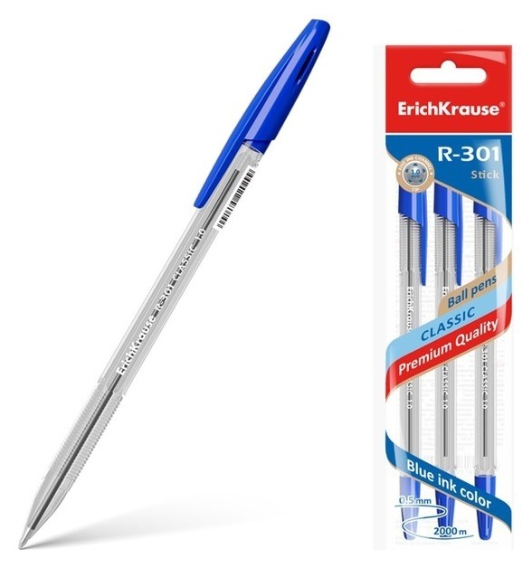 

Набор ручек шариковых 3 штуки R-301 Classic Stick, узел 1.0 мм, чернила синие
