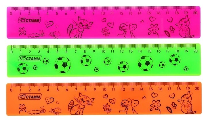 Линейка 20 см широкая Neon  Стамм