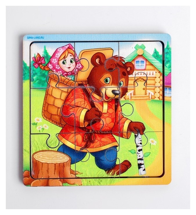 Пазл «Маша и медведь», 9 деталей Лесная мастерская
