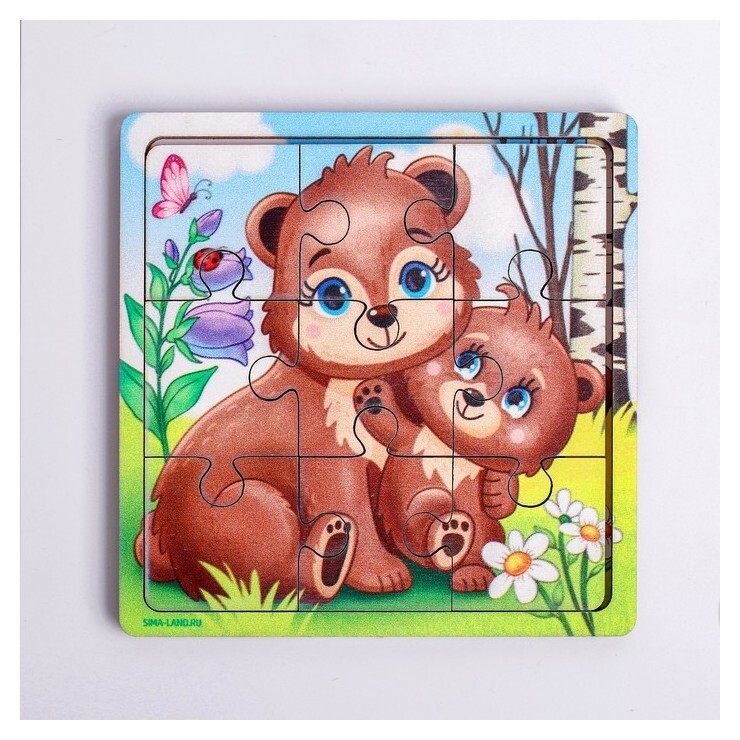 Пазл «Медведица и медвежонок», 9 деталей  Лесная мастерская