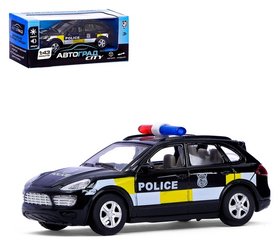 Машина металлическая Полицейский джип инерционная, свет и звук, масштаб 1:43, цвет чёрный Автоград