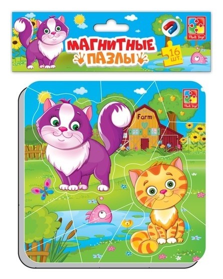 Магнитные пазлы 16 элементов «Котики» Vladi toys