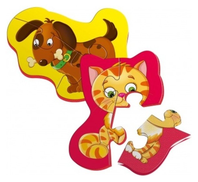 Магнитный пазл «Котёнок и щенок», 2 картинки Vladi toys