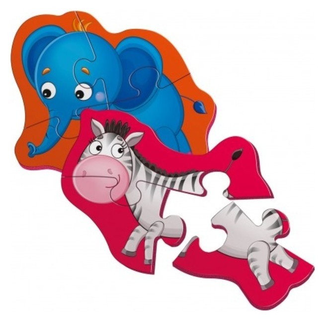 Магнитный пазл «Слоник и зебрик» 2 картинки Vladi toys