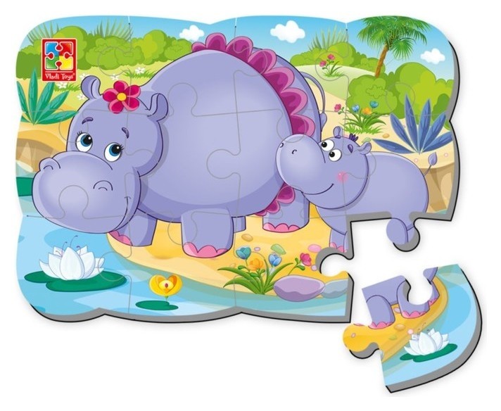 Магнитный пазл 12 элементов «Бегемот» Vladi toys
