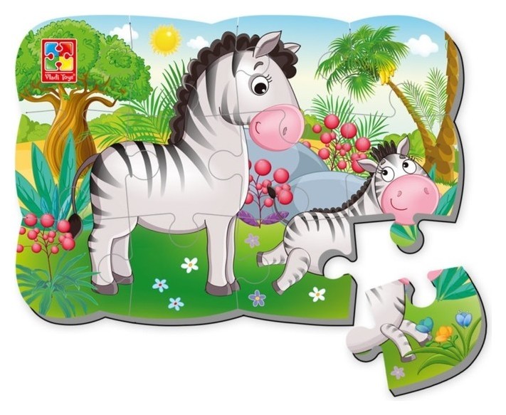 Магнитный пазл 12 элементов «Зебра» Vladi toys
