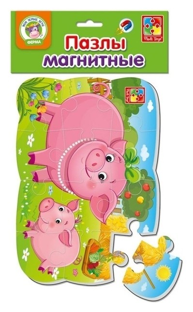 Магнитный пазл 12 элементов «Поросенок» Vladi toys
