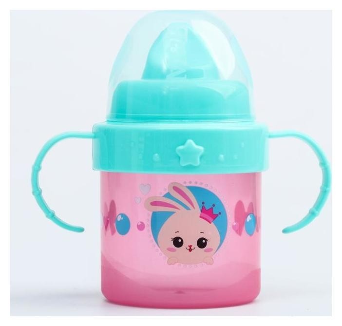 Поильник детский с твёрдым носиком "Зайка Полли" с ручками 150 мл, Разноцветный