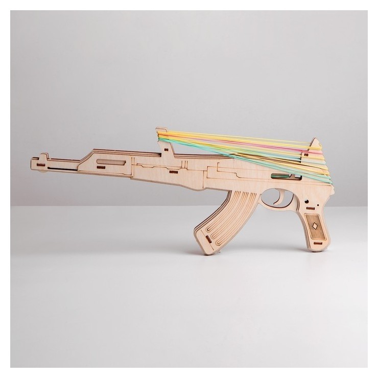 Сборная игрушка из дерева Автомат Резинкострел