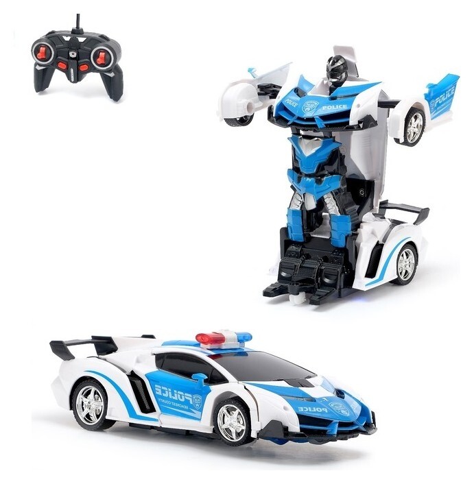 Трансформер радиоуправляемый Полицейский ездит, световые эффекты, трансформируется с пульта  