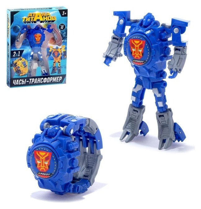 Робот-трансформер Часы с индикацией времени синий  Woow toys