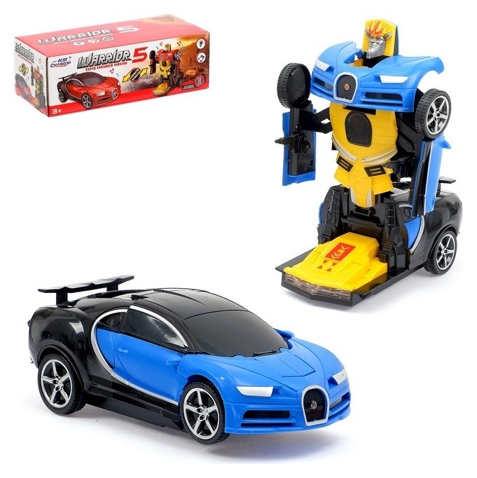 Робот-трансформер Спорткар световые и звуковые эффекты, синий/жёлтый